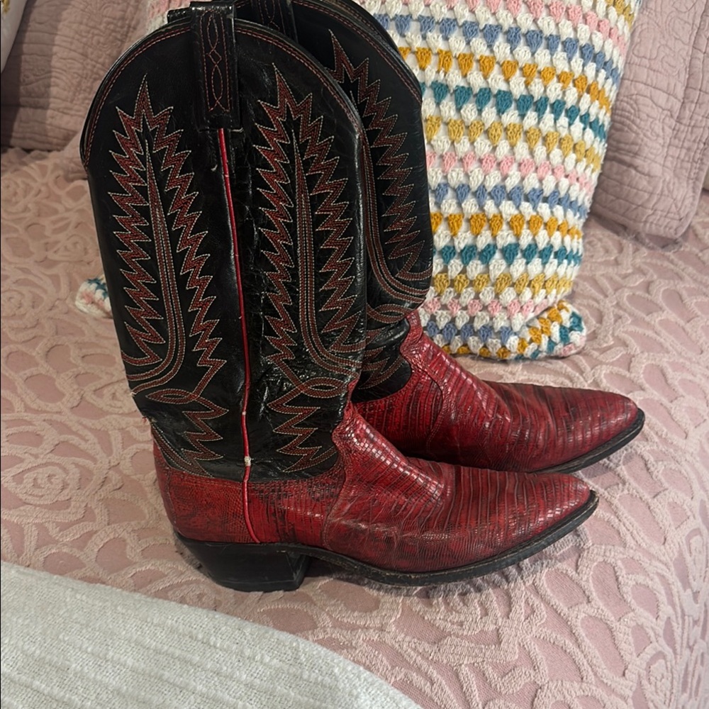 Dan Post Red and Black Cowboy Boots